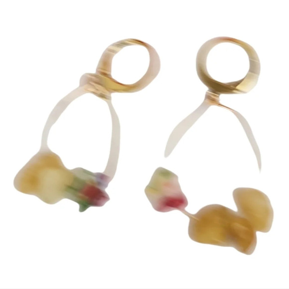 18k Gold Citrine Glass Flower Huggie Hoop Earring - Picture 2 of 2